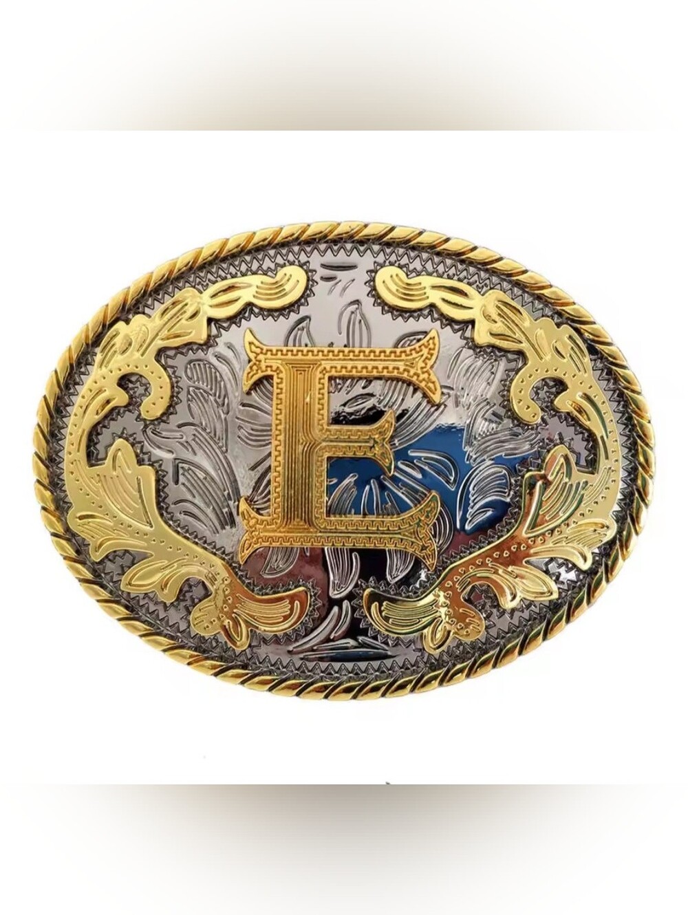 New Letter E gold & Silver belt buckle.  All letters are Available Separately
